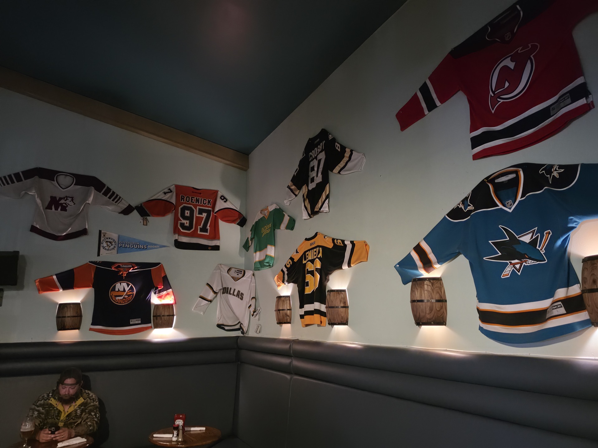Sports memorabilia wall
